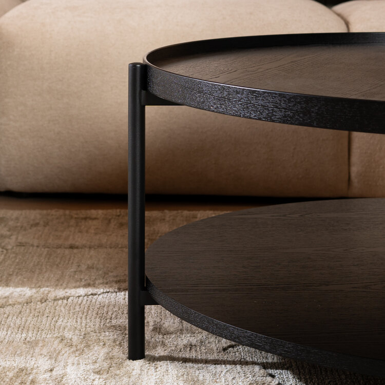 Couchtisch Rio rund Ø 90 cm Eiche schwarz