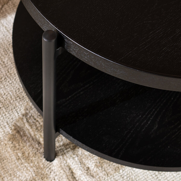 Couchtisch Rio rund Ø 58 cm Eiche schwarz