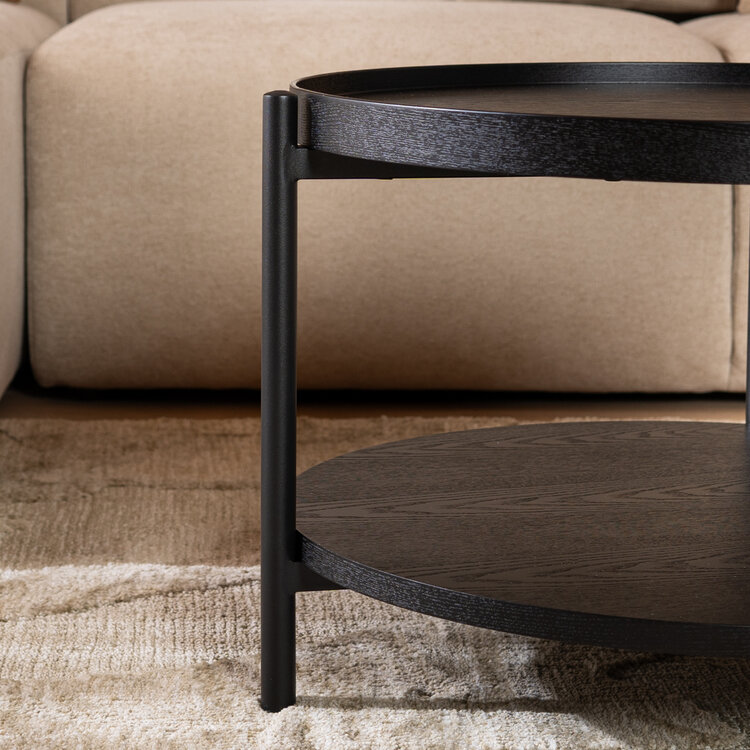 Couchtisch Rio rund Ø 58 cm Eiche schwarz