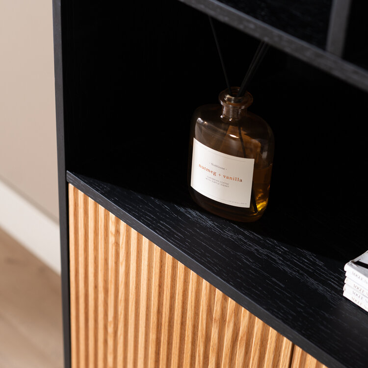 Schrank Bradley schwarz / Eiche hell 220 cm