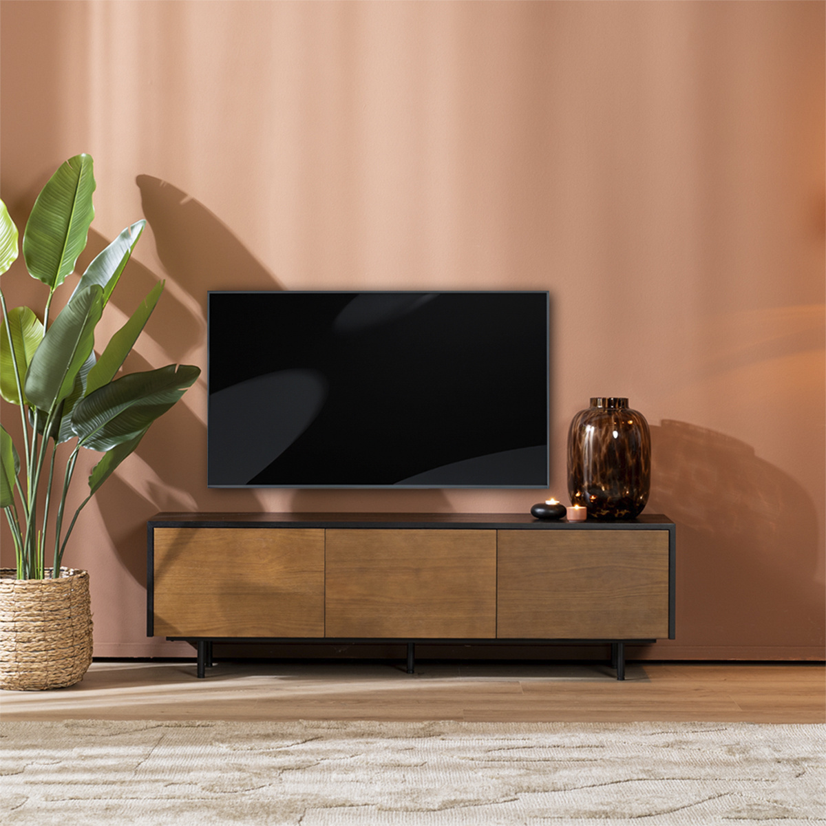 TV-Schrank Thomas schwarz / Eiche dunkel 150 cm