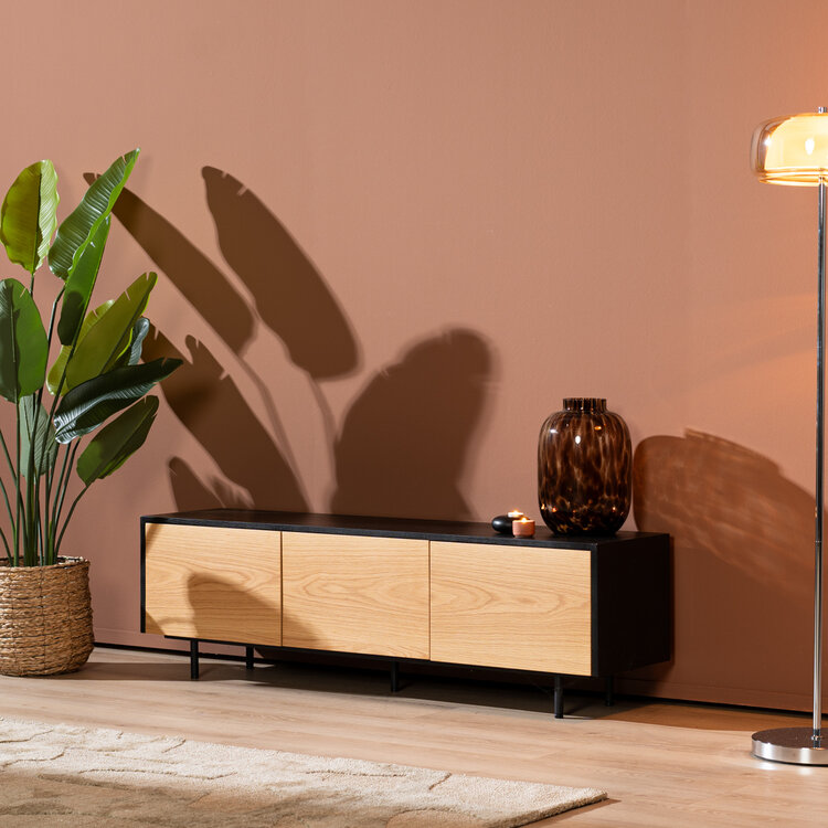 TV-Schrank Thomas schwarz / Eiche hell 150 cm