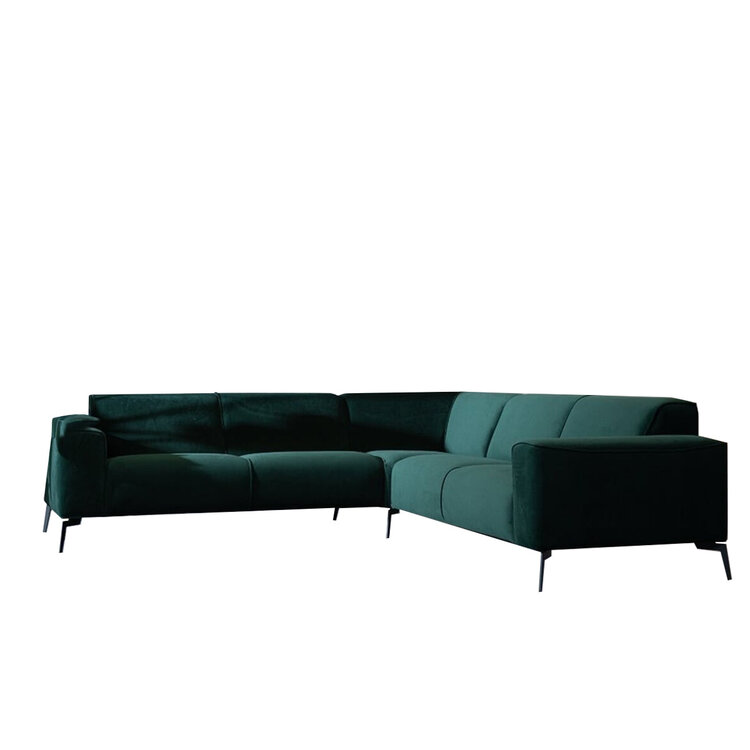 Ecksofa Vegas Samt dunkelgrün links/rechts