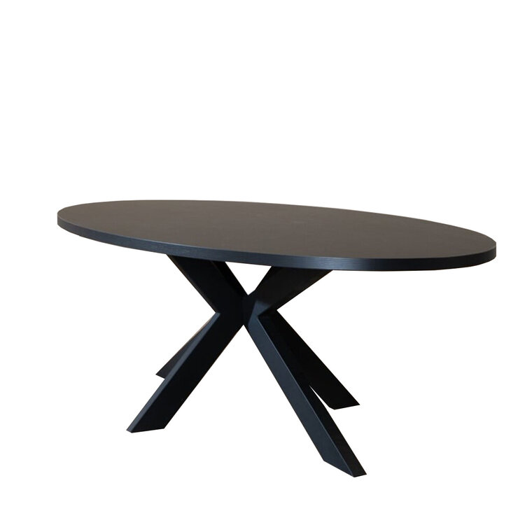 Esstisch Carl dänisch oval schwarz Melamin 270 x 130 cm