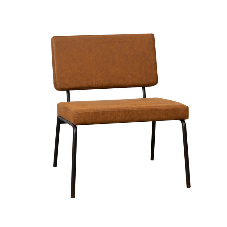 Sessel Espen mit Hocker Eco-Leder cognac
