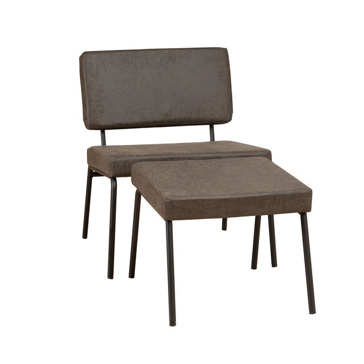 Sessel Espen mit Hocker Eco-Leder anthrazit