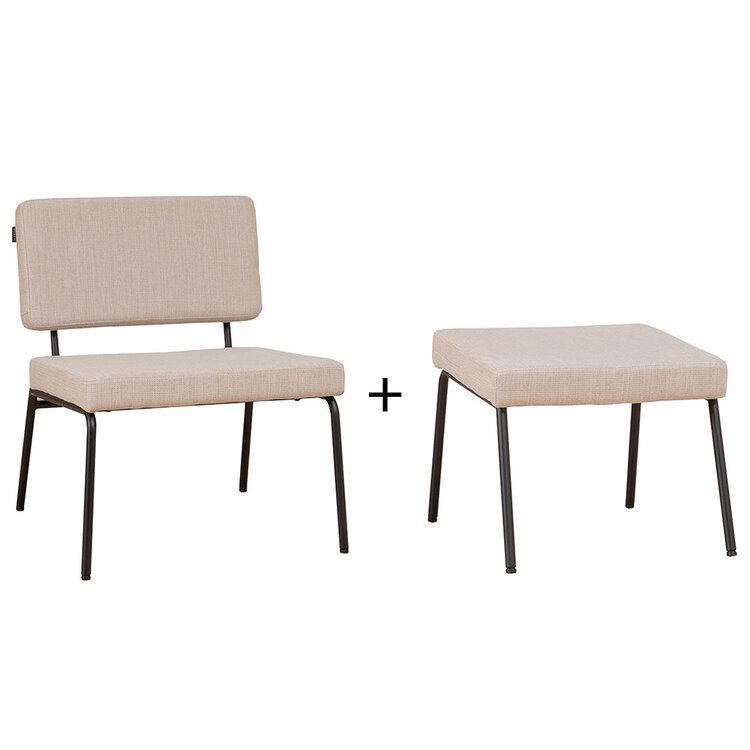 Sessel und Hocker Espen recycelter Stoff beige