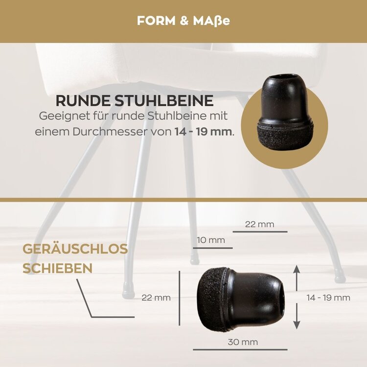 Filzgleiter 4er Set schwarz Ø14-19 mm