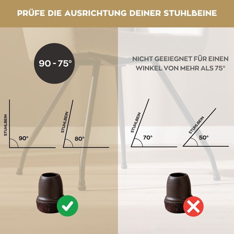 Filzgleiter 4er Set braun Ø14-19 mm