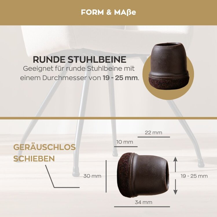 Filzgleiter 4er Set braun Ø19-25 mm