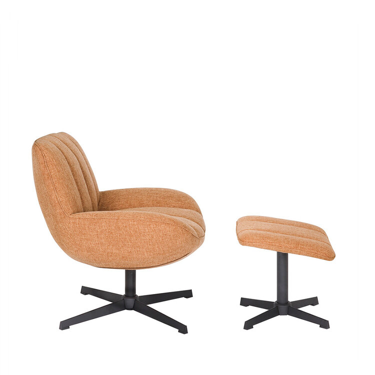 Sessel mit Hocker Santa Leinen drehbar kupfer