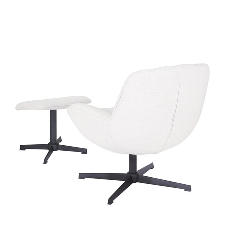 Sessel mit Hocker Santa Leinen drehbar Off white