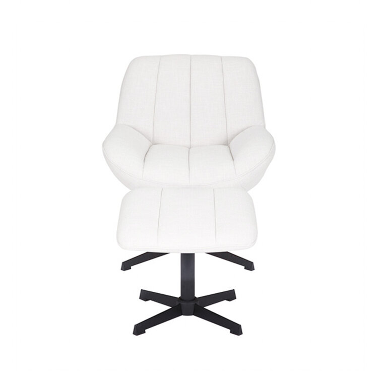 Sessel mit Hocker Santa Leinen drehbar Off white