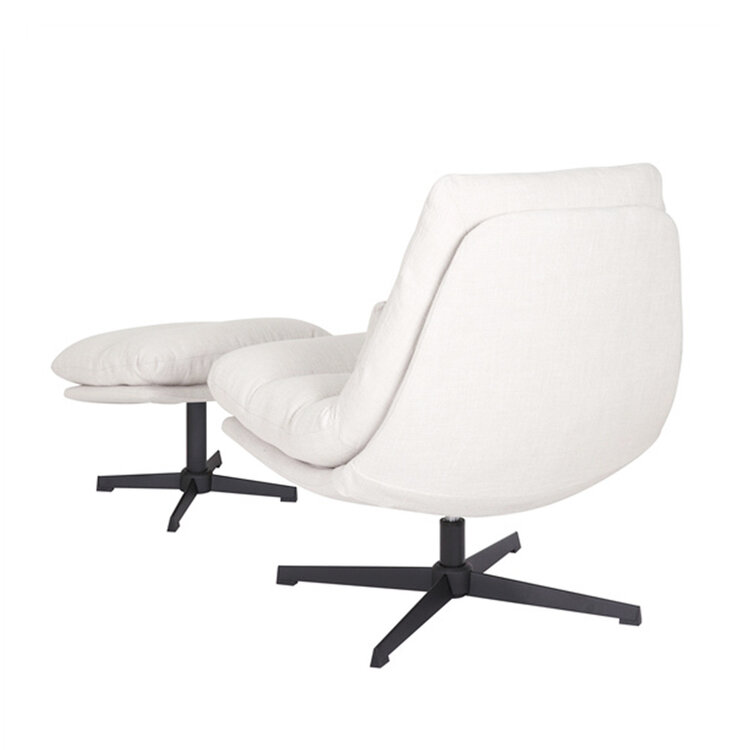 Sessel mit Hocker Cristo Leinen drehbar Off white