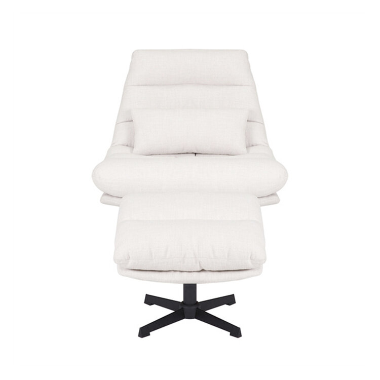 Sessel mit Hocker Cristo Leinen drehbar Off white