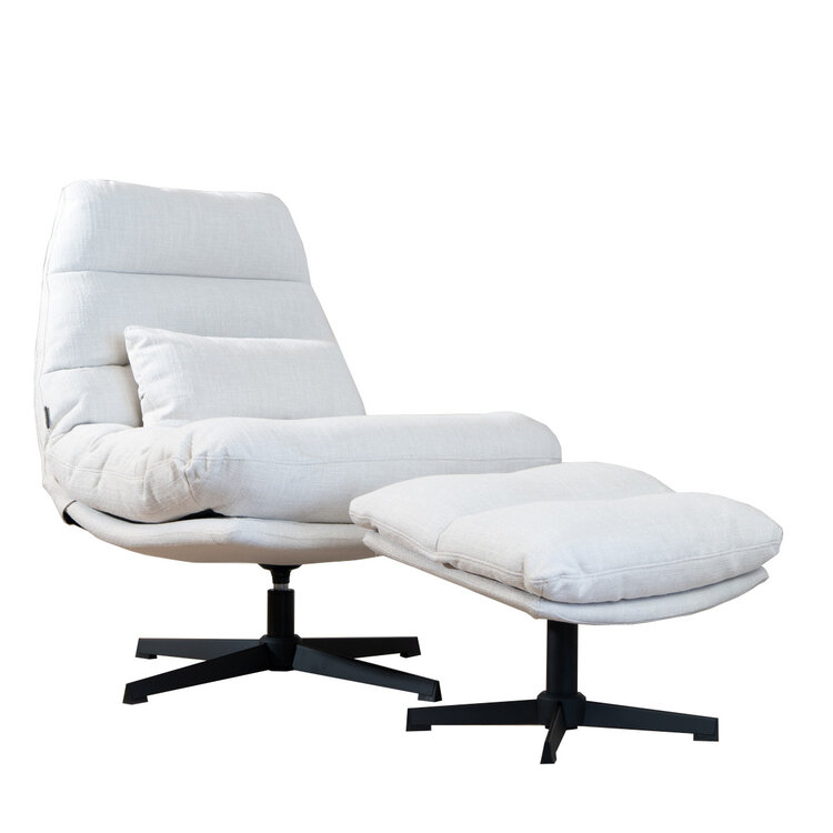 Sessel mit Hocker Cristo Leinen drehbar Off white