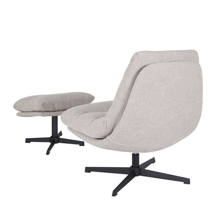 Sessel mit Hocker Cristo Leinen drehbar taupe