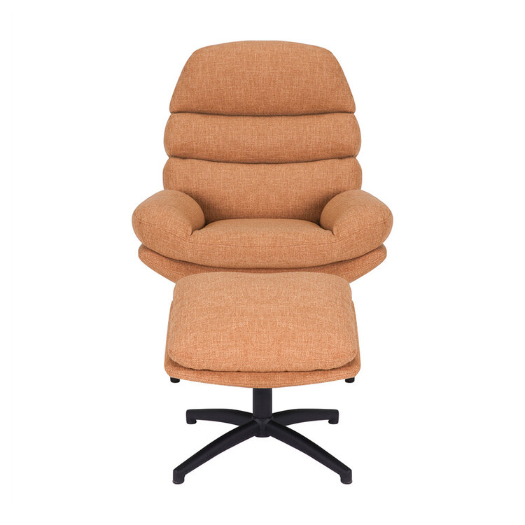 Sessel mit Hocker Palma Leinen drehbar kupfer