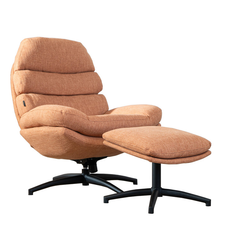 Sessel mit Hocker Palma Leinen drehbar kupfer