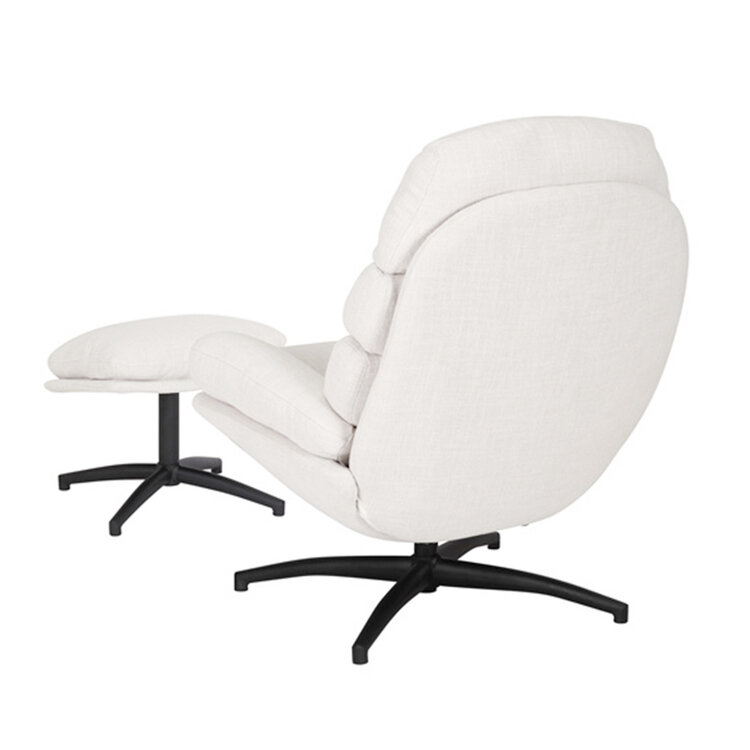 Sessel mit Hocker Palma Leinen drehbar Off white