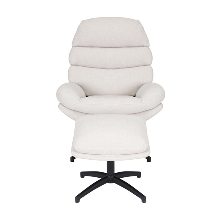 Sessel mit Hocker Palma Leinen drehbar Off white