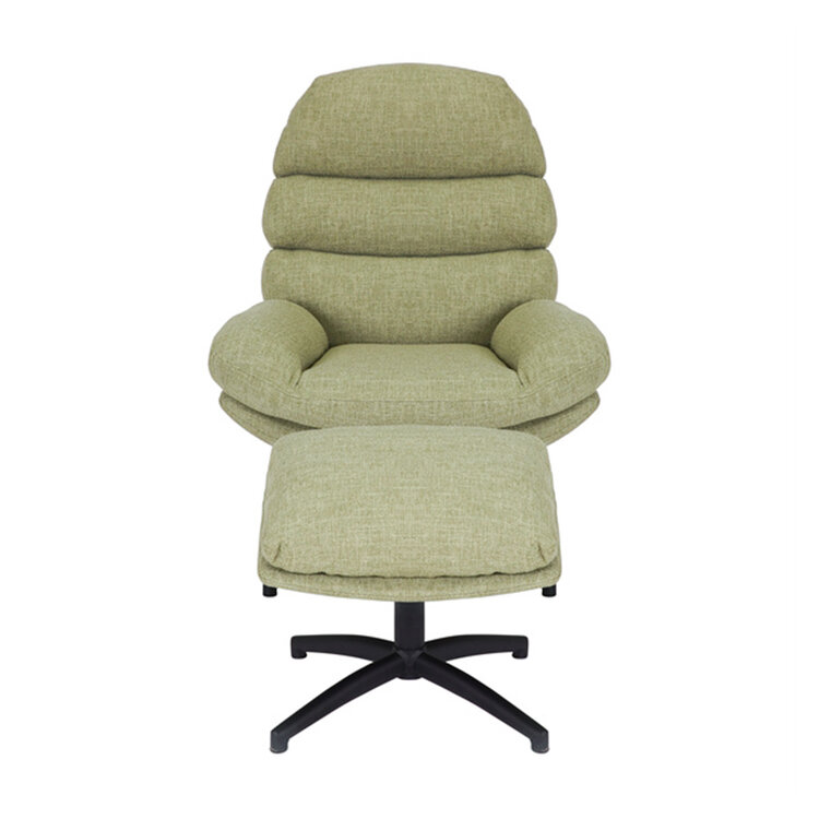 Sessel mit Hocker Palma Leinen drehbar olivgrün