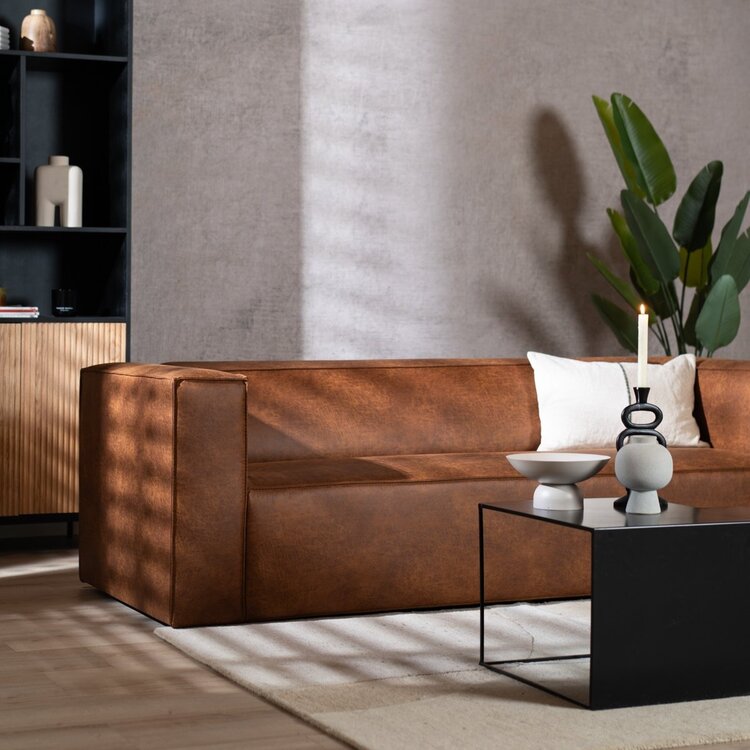 Ledersofa Memphis 3-Sitzer cognac