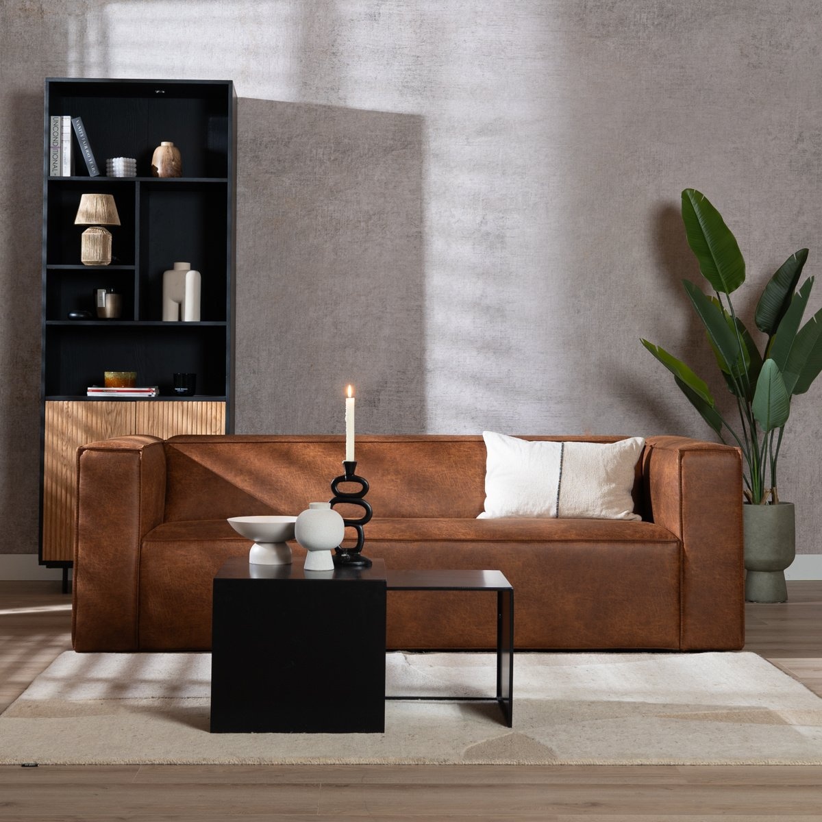 Ledersofa Memphis 3-Sitzer cognac