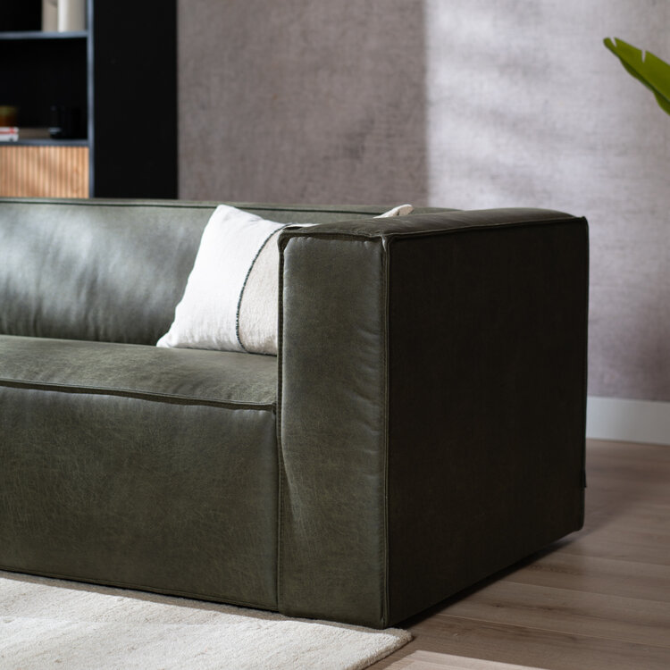 Ledersofa Memphis 3-Sitzer olivgrün