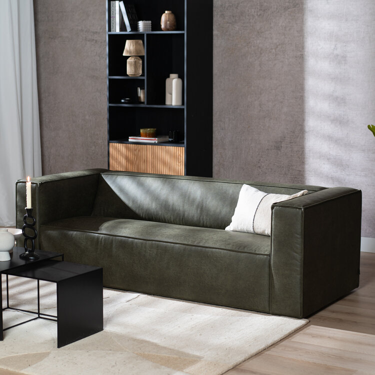 Ledersofa Memphis 3-Sitzer olivgrün