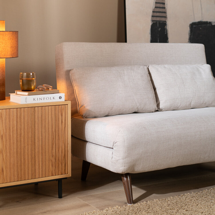 Schlafsofa 1,5-Sitzer Kristian recycelter Stoff beige