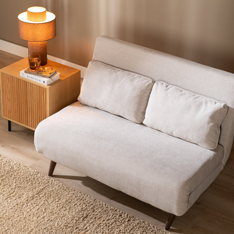 Schlafsofa 1,5-Sitzer Kristian recycelter Stoff beige