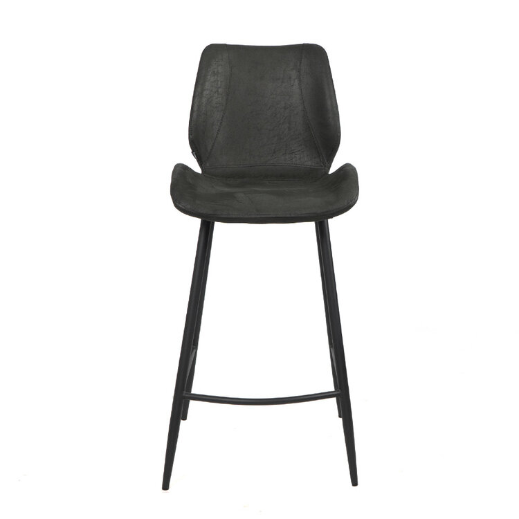 Barhocker Leder Barrel schwarz/anthrazit 69 cm