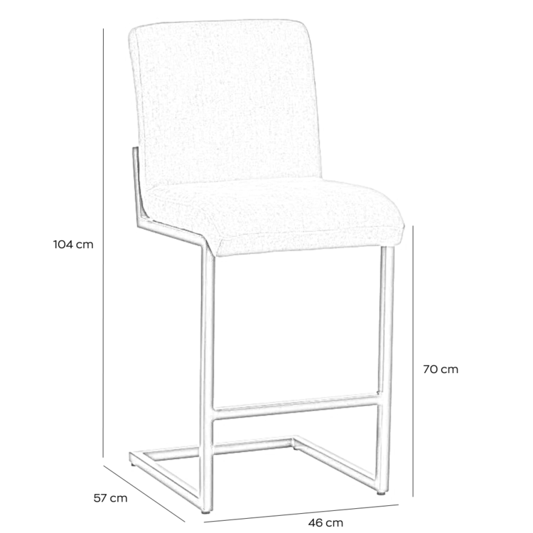 Barhocker Lio Stoff off white/braun 70 cm