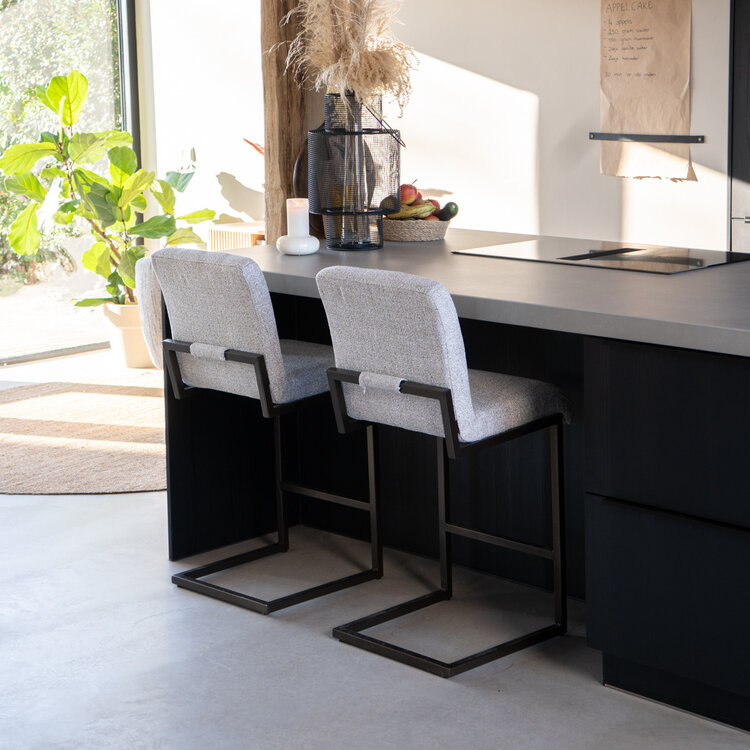 Barhocker Lio Stoff off white/braun 70 cm