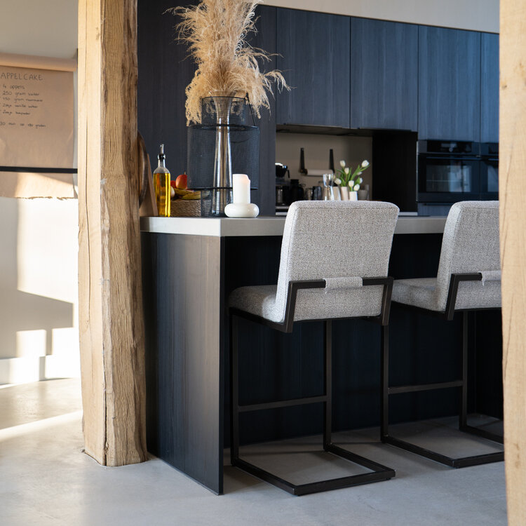 Barhocker Lio Stoff off white/braun 70 cm