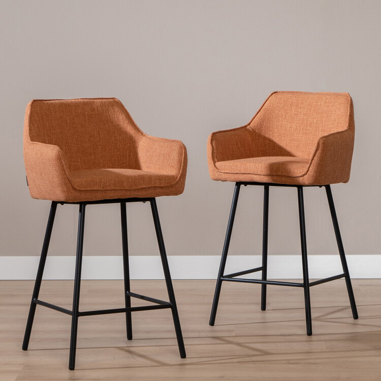 Barhocker Ciara kupfer Leinen 65 - 78 cm