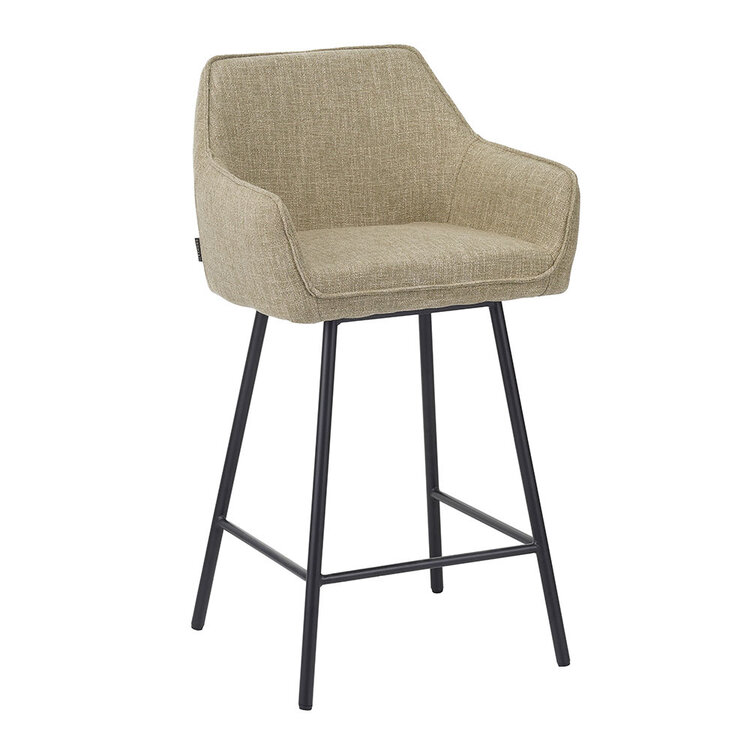 Barhocker Ciara olivgrün Leinen 65 - 78 cm