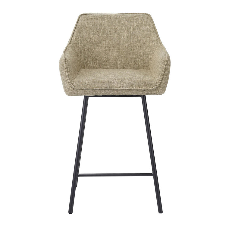 Barhocker Ciara olivgrün Leinen 65 - 78 cm