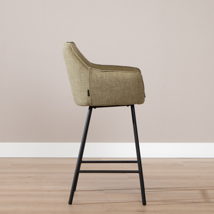 Barhocker Ciara olivgrün Leinen 65 - 78 cm