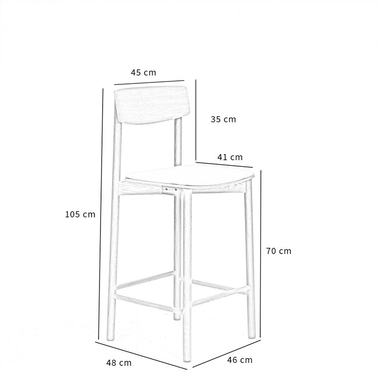 Barhocker Inez Eiche dunkel/off white 70 cm