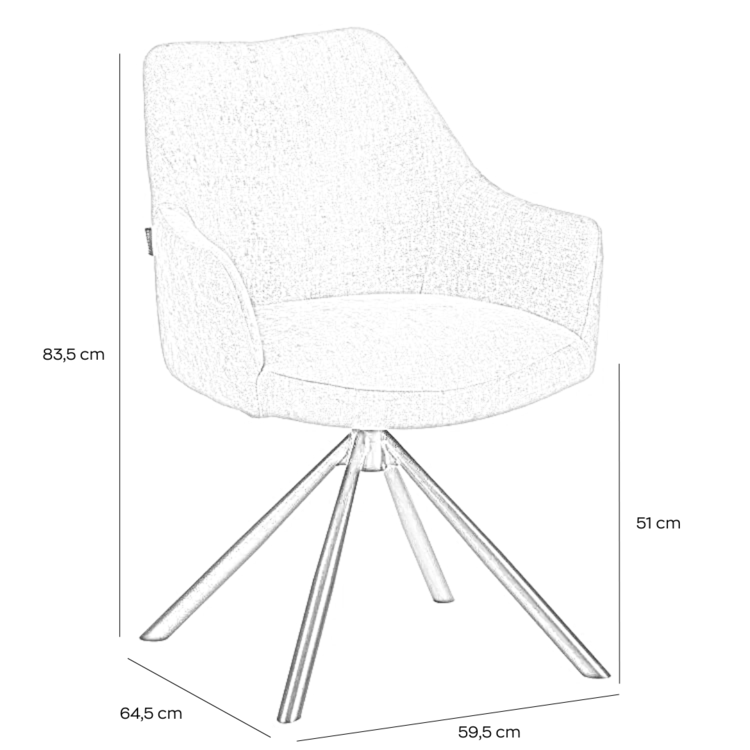 Esszimmerstuhl Kay Stoff drehbar off white/braun