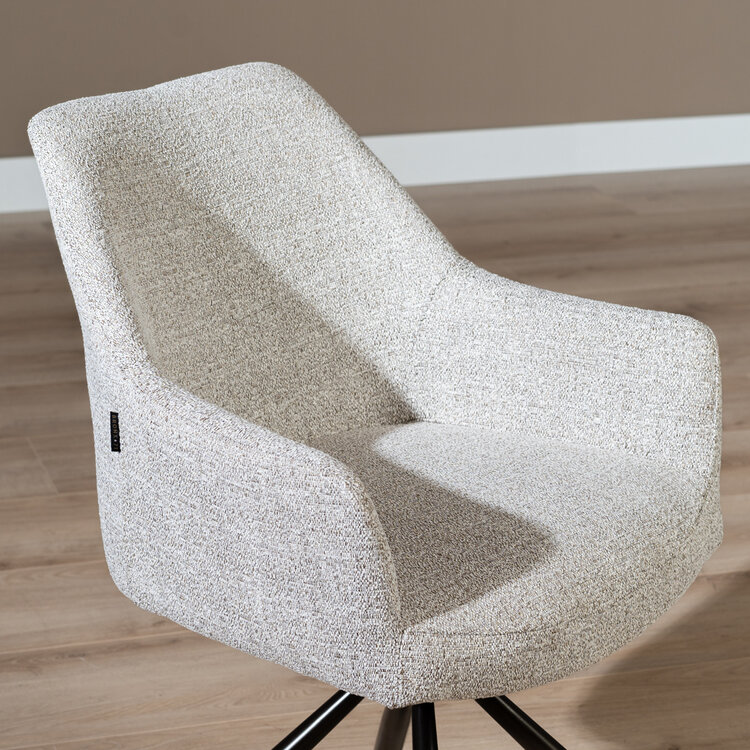 Esszimmerstuhl Kay Stoff drehbar off white/braun