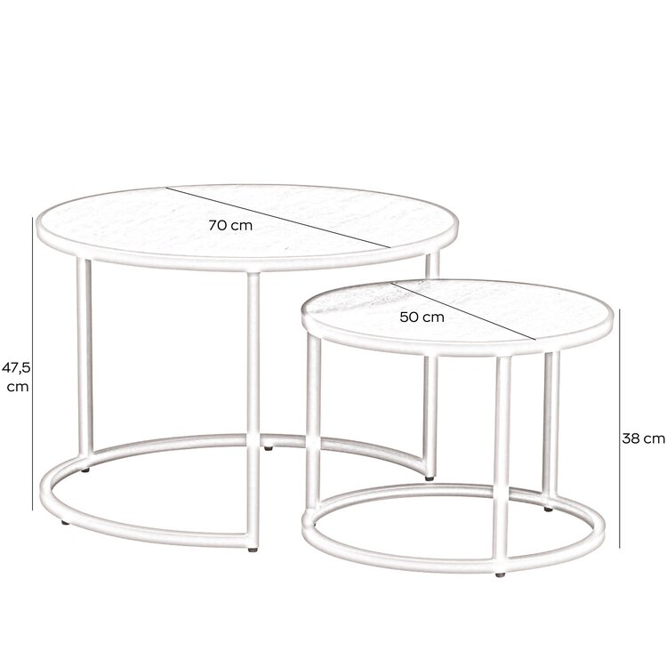 Couchtisch Set Sef Ø50 / 70cm Travertin beige