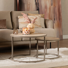 Couchtisch Set Sef Ø50 / 70cm Travertin beige