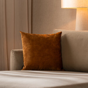 Bronx71 Samt Hocker Beau rund ockergelb/cognac