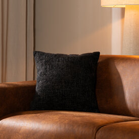 Kissen Feline Chenille Stoff schwarz 45x45 cm