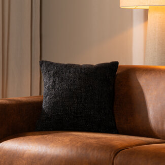 Kissen Feline Chenille Stoff schwarz 45x45 cm