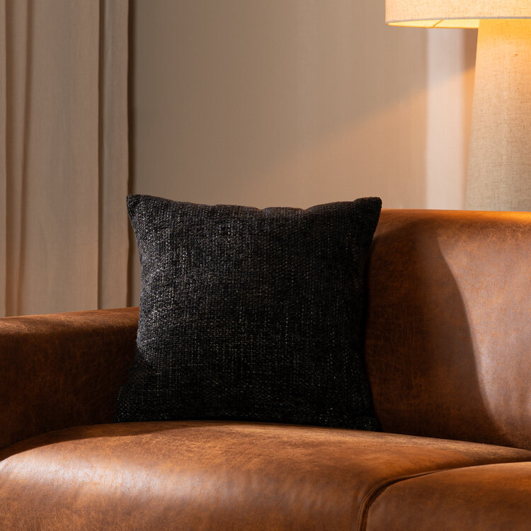 Kissen Feline Chenille Stoff schwarz 45x45 cm