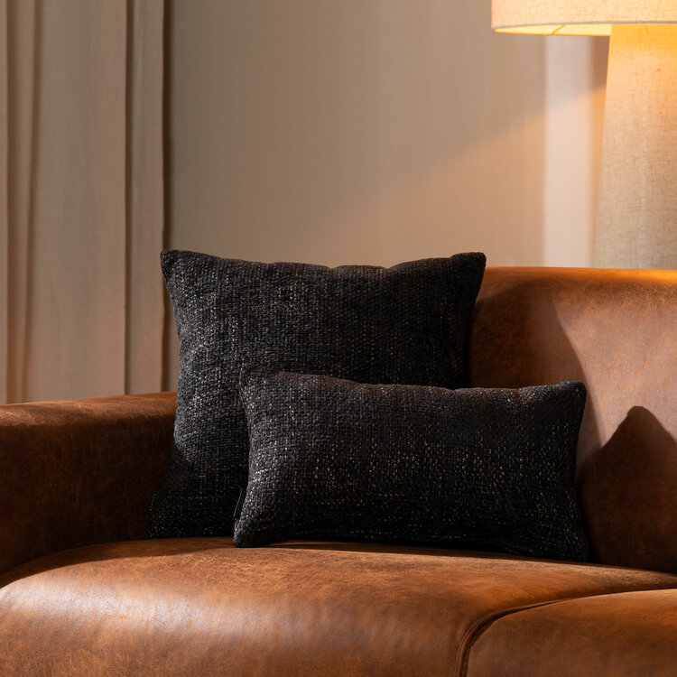 Kissen Feline Chenille Stoff schwarz 45x45 cm